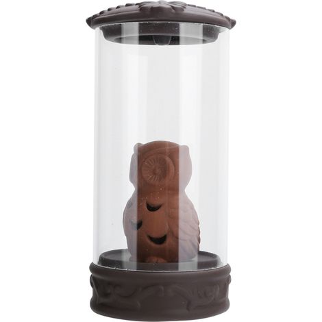 Brûleur d'encens délicat avec lumière LED colorée, objet de décoration artisanal pour la maison ou le bureau, style YogaOwl (1/5)