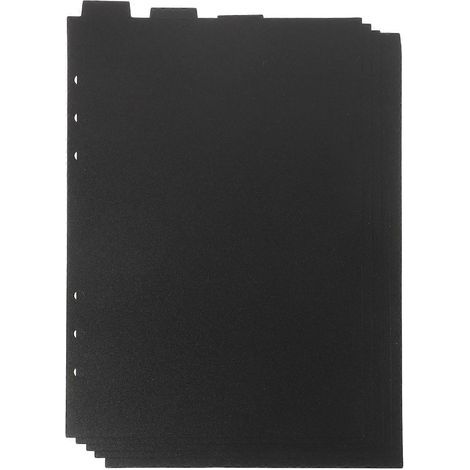 Registerblätter für Ordner, 6-fach gelocht mit Laschen (A5) – 22 x 15 x 0,1 cm – Schwarz (1/4)