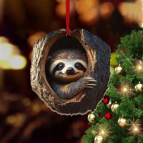Guirlande Animale - Décoration Arbre De Noël En Acrylique - Motif Chouette Et Animaux Forestiers - Ornement Suspendu - Lot De 6