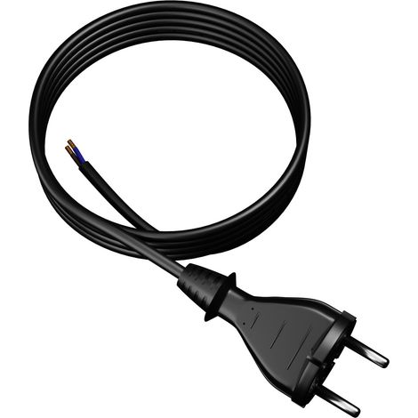 Cavo di alimentazione in gomma con spina dritta, 4 m, 2x1,5 mm², tipo E, 16 A, nero. (1/5)