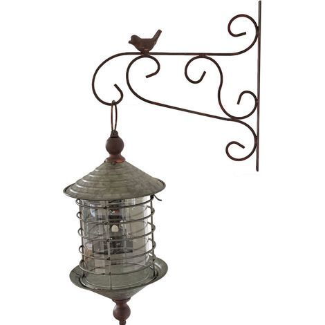 Ensemble potence lanterne Oiseau fer 57x35cm