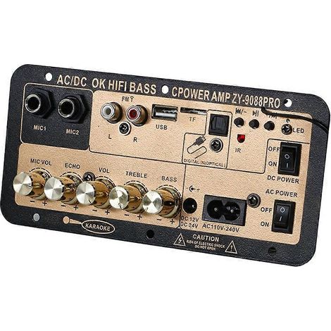 Carte amplificatrice Bluetooth 5.0 avec amplificateur audio optique, USB, radio FM, lecteur de carte TF, caisson de basses audio DIY pour karaoké et home cinéma (prise US) - JBMEDIA (1/4)