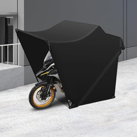 Motorrad Zelt Garage Oxford-Stoff Motorrad Zeltgarage Faltgarage wasserdichte Zeltgarage Motorradgarage mit Handtasche Garage Zelt Carport für Motorräder, Roller, Fahrräder, 270x105x155 cm, Schwarz
