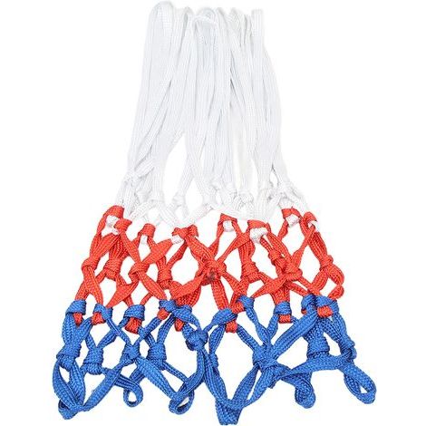 Robustes Ersatz-Basketballnetz, 2-teilig, weiß, rot und blau, mit gespleißtem Korb (1/5)