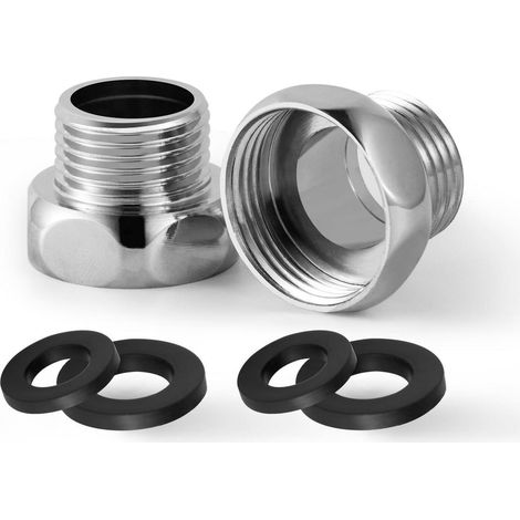 Brauseschlauch Adapter G3/4 auf G1/2 Innengewinde auf Außengewinde Chrom 2 Stück (1/5)