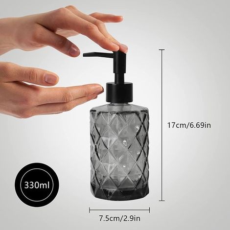 2 contenitori da viaggio in vetro ambrato da 100 ml (3,4 oz), flaconi dispenser a pompa a prova di perdite per lozioni, dispenser di sapone, flaconi cosmetici, contenitori con pompa nera (1/5)