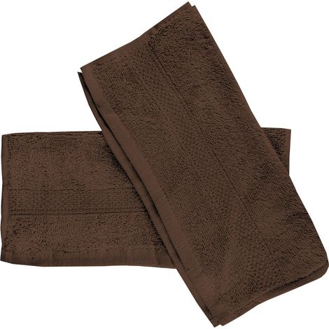 Lot de 2 serviettes invités en coton 500 gr/m2 30x40 cm LAGUNE brun, par Soleil d'ocre