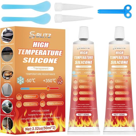 Colle Haute Température, Colle Transparente Haute Température, Colle Pour Four, Silicone résistante à la chaleur, imperméable, idéale pour les fours, les plaques à micro-ondes, les plaques à induction (1/5)