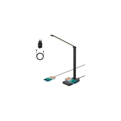Lampe de bureau LED réglable en luminosité – 7,5 W, sans fil, avec port USB de recharge, lampe de lecture anti-fatigue oculaire, 5 niveaux de luminosité et 5 températures de couleur (2700 K–6500 K), c (1/5)