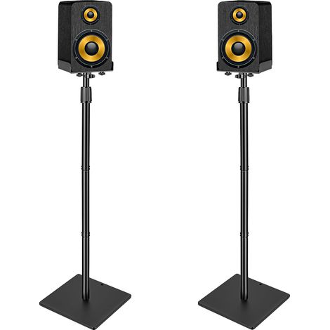 Set of 2 Height Adjustable Speaker Stands from 115 to 140 cm, Satellite Speaker Feet with Cable Management, Speaker Stands up to 7 kg, Universal Speaker Stand, Black (1/5)