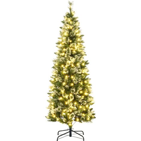 Sapin de Noël artificiel de 180 cm avec 240 lumières LED et 618 branches, support en acier Ø68 x 180 cm, vert (1/5)