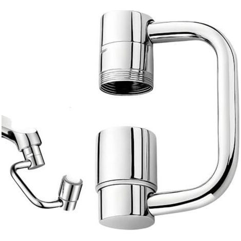 Rallonge de robinet, nouveau robinet d'extension multifonctionnel rotatif à 1080°, rallonge de robinet pivotante pour salle de bain et cuisine (argent, 1 pièce) (1/5)