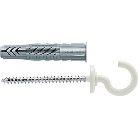 Fischer 25x Chevilles universelles UX 8X50 RH N avec collerette et crochet rond revêtues de nylon - 94412 (1/2)