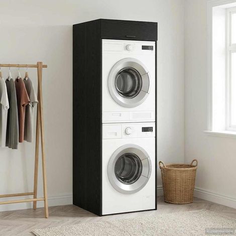 vidaXL Waschmaschinen-Schrank Schwarz Eichen-Optik 67,5 x 68 x 200 cm (1/5)