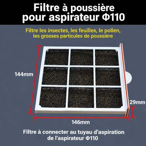 Filtre primaire 110 anti-sable et grosses particules pour conduit VMC 110 réf 3701 40 × 40 × 20 cm 2 kg – Livraison gratuite