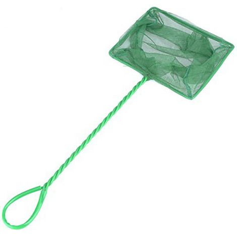 1 Filet aquarium maille fine nylon, poignée métal tressée 24cm, épuisette nettoyage résidus déchets pour petits bacs et étangs (1/5)
