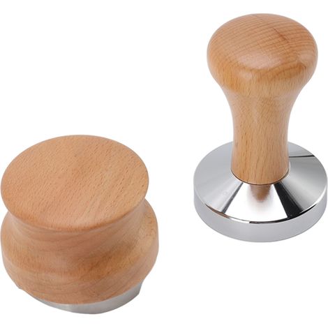 Marteau à Poudre de Café et Distributeur avec Base en Acier Inoxydable, Tasseur à Manche en Bois 53mm pour Maison et Café (1/5)