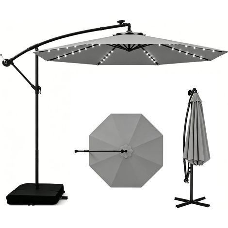 COSTWAY Ombrellone Da Giardino Antivento Ombrelloni Da Esterno 300 Cm 350 Cm Ombrellone Con Luci Led Ombrellone Pieghevole Ombrellono Da Esterno Parasole Per (1/5)