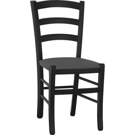 Sedia da sala da pranzo in legno venezia nero sedile imbottito grigio antracite