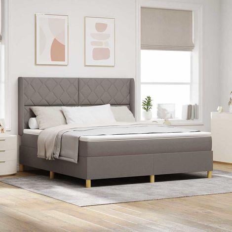 vidaXL Cama tipo Box Spring con tiras LED Taupé 180 x 200 cm tela (1/5)