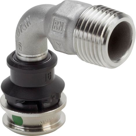 Viega Raxinox-Codo de transición 90 grados, d 16mm, R 1/2 Acero inoxidable Modelo 4414, 724139