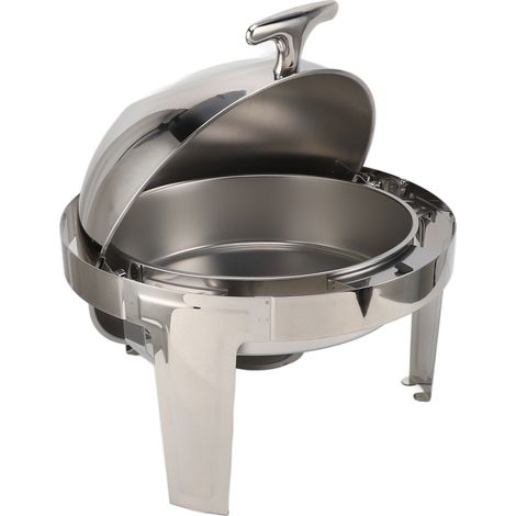 Chafing dish buffet 300 W avec couvercle transparent, 6 L, rond, pour le service traiteur, 2 modes de maintien au chaud, prise UE 220-240 V, plateau compartimenté (1/5)