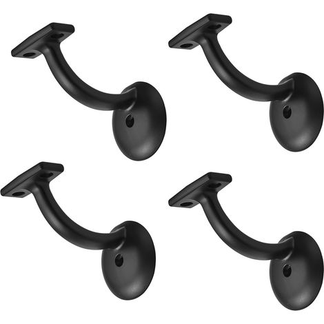 CSPARKV - 4 soportes de pasamanos de aleación de zinc con tornillos, para pasamanos de pared interior, soporte de pasillo, pasamanos de escalera de loft, color negro (1/5)
