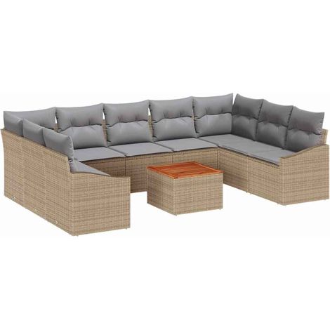 Maison Exclusive - Gartensofa-set 10 pcs Beige und Hellgrau Poly-