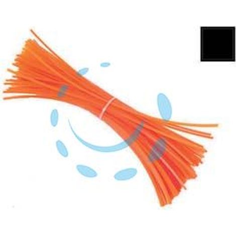 Ligne de débroussailleuse carrée en nylon orange - 3 mm en longueurs de 36 cm - pack. 50 pièces