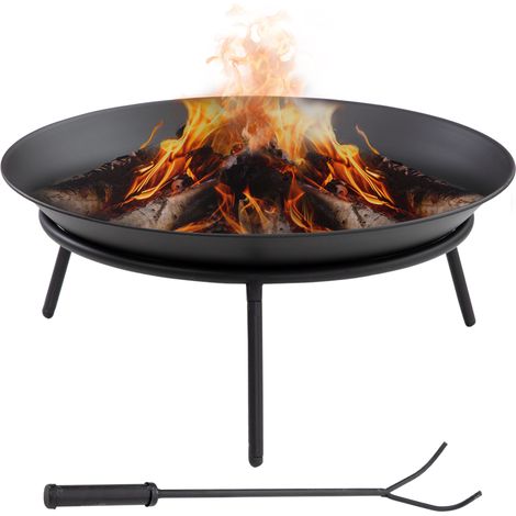 Brasero de metal Ø47x21 cm avec atizador pour jardin patio