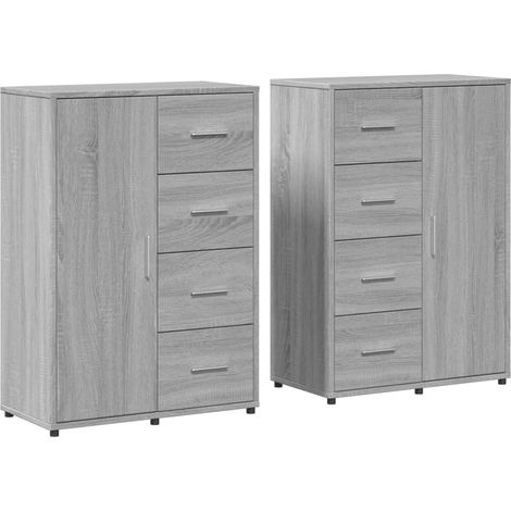 Aparador cómoda mueble de almacenaje organizador para cocina salón juego de 2 Sonoma 60 x 31 x 84 cm madera de ingeniería color gris 020036963