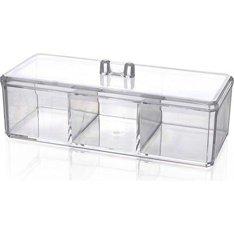Boîte de rangement en acrylique à 3 compartiments pour cotons-tiges, organiseur de maquillage étanche