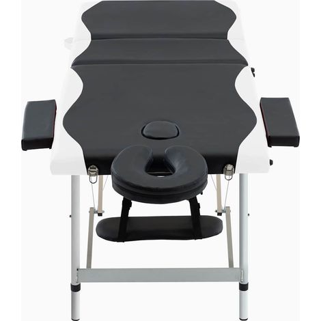 vidaXL Camilla de masaje plegable 3 zonas aluminio negro y blanco (1/2)