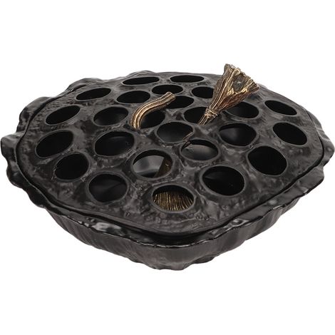 Brûleur d'encens antique en métal robuste et raffiné, porte-bâtons d'encens pour cadeaux et décoration, design élégant stable (1/5)