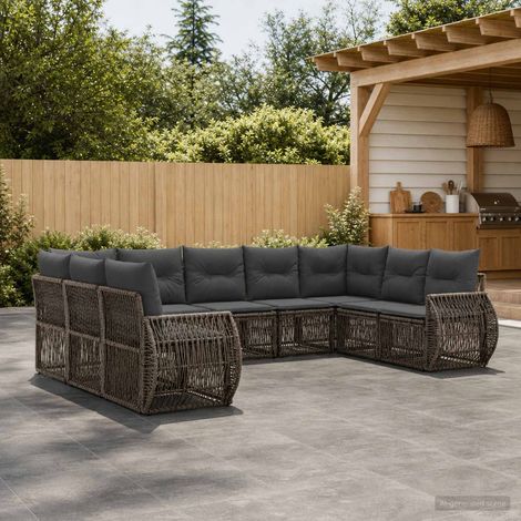 Set Divano da Giardino 9 pcs Grigio e Grigio Scuro polyrattan vidaXL (1/5)