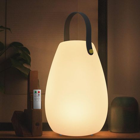 Lampada da tavolo a LED ricaricabile e dimmerabile, senza fili, con telecomando e 8 colori RGB, ideale per camere da letto, uso esterno, barbecue, campeggio e decorazione del giardino - 14 x 14 x 20 c (1/5)