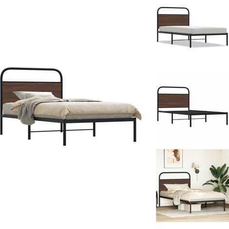 Bettgestell ohne Matratze 107x203 cm Braun Eichen-Optik - Bettgestell - Bettgestelle - Bettrahmen - Schlafzimmermöbel (1/5)