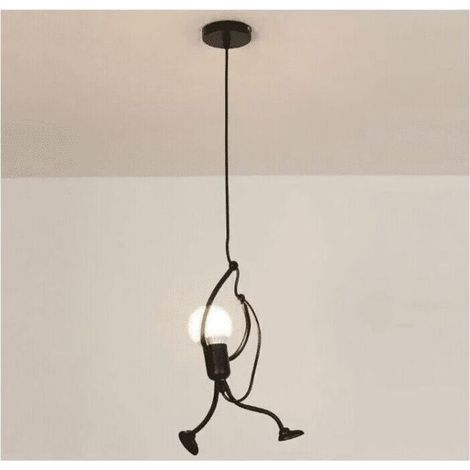 Suspension Créatif - Moderne - Fer - Gens Dessin animé - Conception - Lampe suspendue pour Des Enfants - Chambre - Chevet - Salon - Grenier - Noir (1/5)