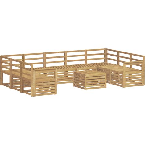 Outdoor Sofa Set 10 pcs White 59 x 59 x 37 cm Solid Acacia Wood vidaXL (1/5)