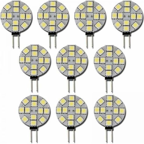 10x Ampoule LED G4 DC 12V Non dimmable Blanc 6000K Ampoule de lumière Remplacement 20W Lampe halogène pour Cuisine Camping-Car RV remorque Bateau