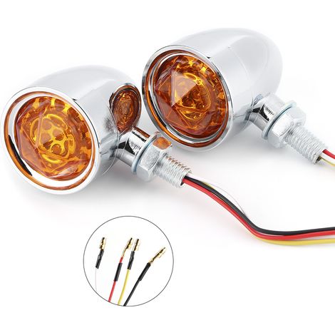 2x Feux Clignotants LED Moto Ampoule Angle Electroplastique Indicateur Directionnel Vis Fixation 10mm Filetage (1/5)