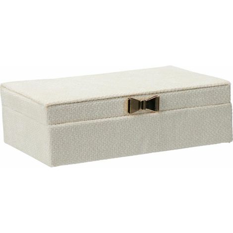 Joyero rectangular blanco con espejo (1/4)