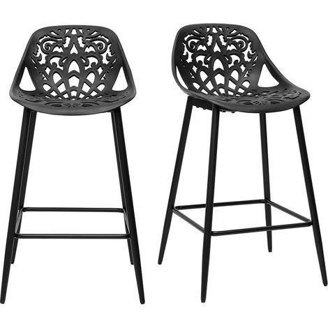 Barhocker Design mit schwarzem Barockmuster 66 cm (2er Set) BAROCCA