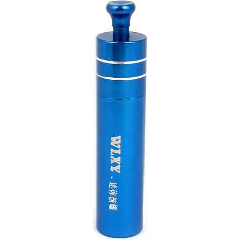Blaue Zylinderform Aluminium Aufbewahrungskoffer Angelhaken Ohrring Halter Box Organzier