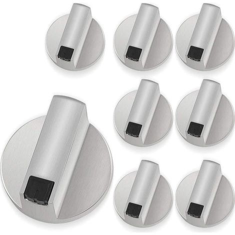 8PCS bouton de cuisinière en métal, bouton plaque de cuisson universel bouton de commande four Remplacement Accessoires (1/4)