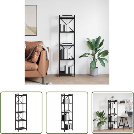 vidaXL Industriestil -  Bücherregal Schwarz Eichen-Optik 40 x 30 x 155 cm Holzwerkstoff (1/5)