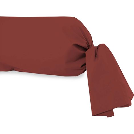 Taie de traversin en coton 57 fils 45x205 cm UNI brique, par Soleil d'Ocre