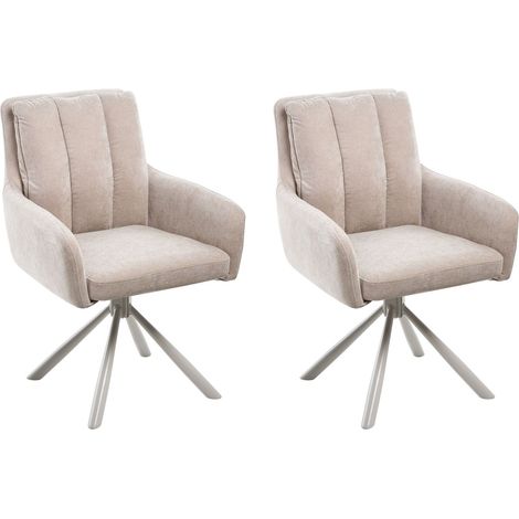 Lot 2 Chaises de Salle à Manger en Tissu Pivotantes Modernes Sièges Rembourrés Pieds en Métal Beige Sardoal (1/5)