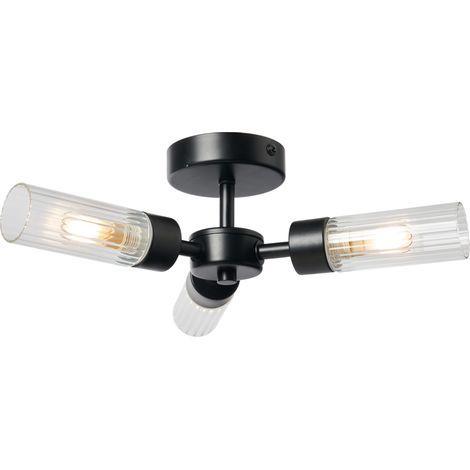 Litecraft Mavis Ceiling Light Bathroom IP44 Rated Semi Flush Mount - Matte Black (1/5)