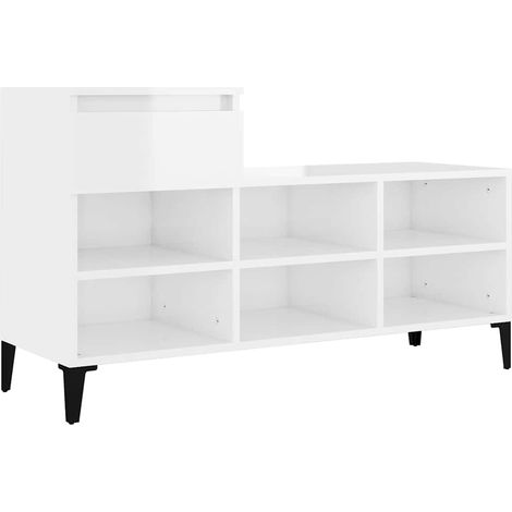 Maison Exclusive - Zapatero madera contrachapada blanco brillo 10 (1/5)